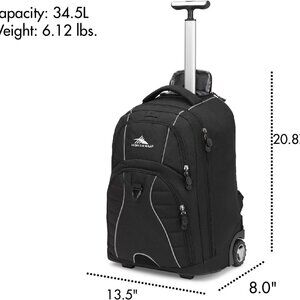 High Sierra Powerglide Wheeled Rolling Backpack Large, Black